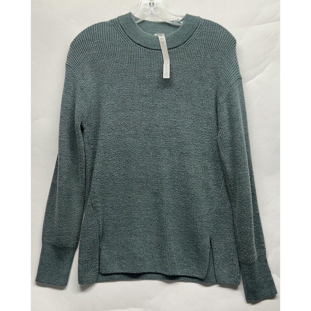 Lululemon Womens Size 2 Green Crew Neck Merino Wool Blend Ribbed Sweater (K4)